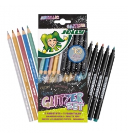Metallic Glitter Pencils & fibre tip pens 5+5pcs - Jolly