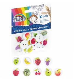 Wooden Buttons Craft Pack Fruits 20mm 20pcs