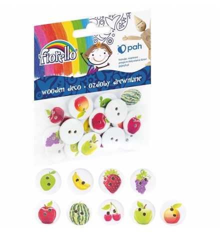 Wooden Buttons Craft Pack Fruits 20mm 20pcs