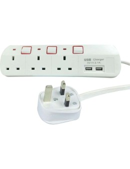 Προέκταση / Extension 3 way + 2 USB 3m