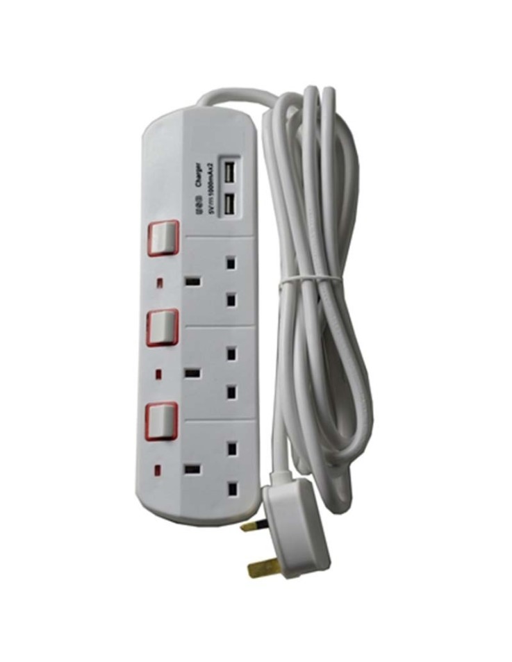 Προέκταση / Extension 3 way + 2 USB 3m