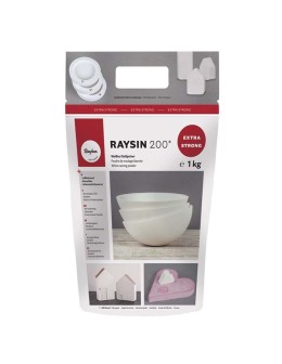 Rayher Raysin 200 ceramic casting powder, 1kg pure white pack for professional silicone molds and decorative crafts.