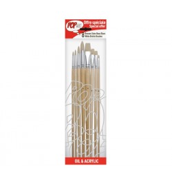 Paint Brushes Bristol 8pcs 4 Round + 4 Flat