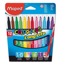 Color Peps Long Life Felt Tip Markers Set 12pcs Maped