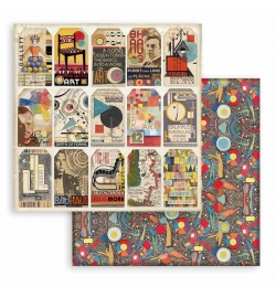 Scrapbooking paper double face "Bauhaus tags" - Stamperia