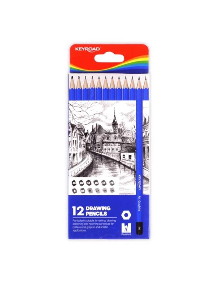 Μολύβια Μαύρα ζωγραφικής 12pcs - Keyroad