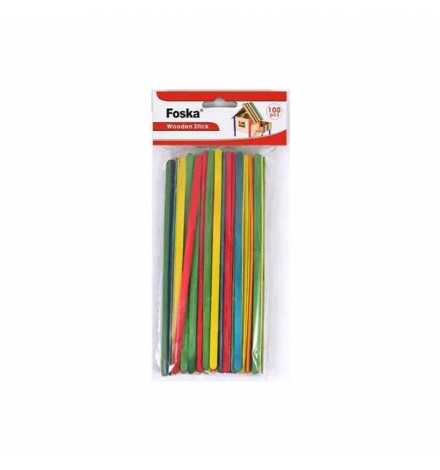 Wooden Lolly Sticks 6x190mm Colored 100pcs