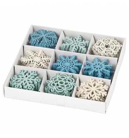 Christmas Wooden Snowflakes Set 72pcs