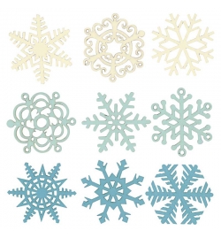 Christmas Wooden Snowflakes Set 72pcs