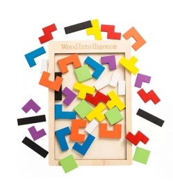 Ξύλινο Puzzle Λογικής με τουβλάκια