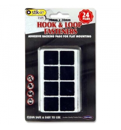 Hook & Loop Self Adhesive Square 20x20mm Black 24pcs