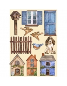 Colored Wooden Shapes 15x21cm Create Happiness Welcome Home houses - Stamperia