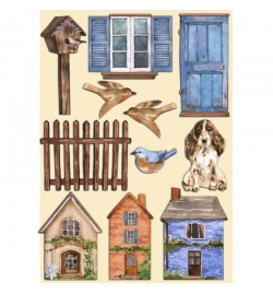 Colored Wooden Shapes 15x21cm Create Happiness Welcome Home houses - Stamperia