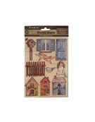 Colored Wooden Shapes 15x21cm Create Happiness Welcome Home houses - Stamperia