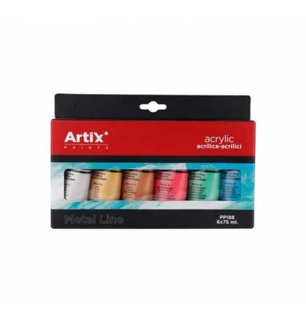 Acrylic Metallic Paints Set 6pcs x 75ml Artix