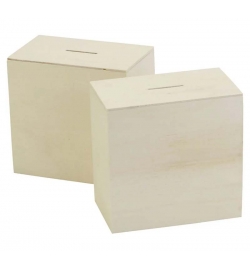 Wooden Money Box 10x10x6cm