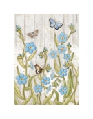 Ριζόχαρτο A4: "Romantic Garden House blue flowers and butterfly"