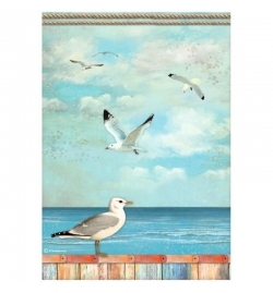 Ricepaper A4: "Blue Dream seagulls"