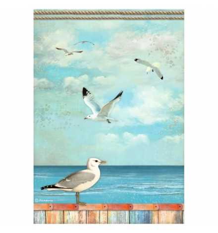 Ricepaper A4: "Blue Dream seagulls"