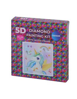 Diamond Painting Kit 20x20cm with wood frame "Unicorn"