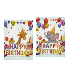 Diamond Greeting Cards 13x18cm Giraffe/Elephant