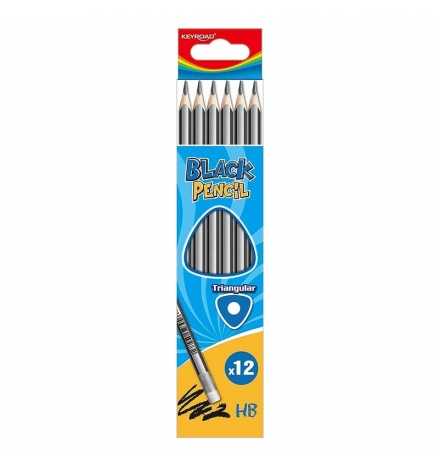 Pencils Black Lead with eraser HB 12pcs - Keyroad