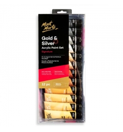 Paints Acrylic Gold & Silver Set 12pcs x 36ml - Mont Marte