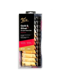 Paints Acrylic Gold & Silver Set 12pcs x 36ml - Mont Marte