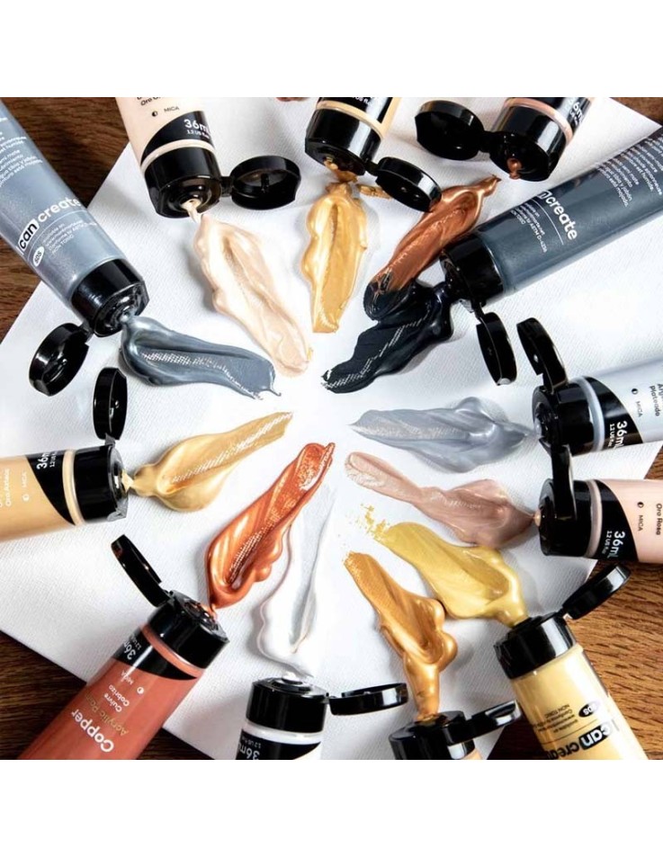 Paints Acrylic Gold & Silver Set 12pcs x 36ml - Mont Marte