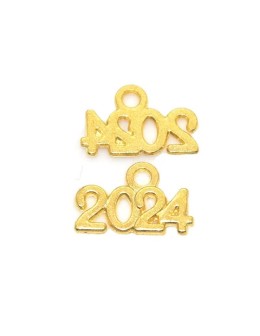 Μεταλλικό γούρι Χρυσό 14x9mm "2024" 1τεμ