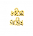 Metal Charm Antique Gold 14x9mm "2024" 1piece