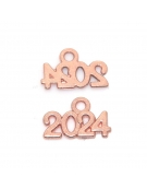 Metal Charm Rose Gold 14x9mm "2024" 1piece