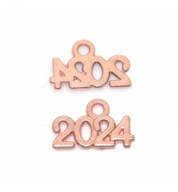 Metal Charm Rose Gold 14x9mm "2024" 1piece