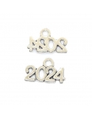 Metal Charm Silver 14x9mm "2024" 1piece