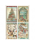 Ricepaper A4: "Christmas Greetings 4 cards"