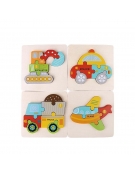 Wooden Puzzle 4 Traffic Vehicles 26pcs