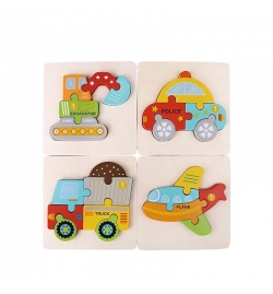 Wooden Puzzle 4 Traffic Vehicles 26pcs