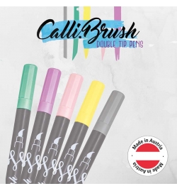 Σετ 5 Μαρκαδόροι Cali.Brush διπλή μύτη Pastel Χρώματα - Online