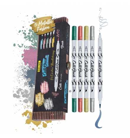 Set Calli.Brush Pen Markers 5 pcs Metallic Edition - Online