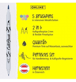 Set Calli.Brush Pen Markers 5 pcs Metallic Edition - Online
