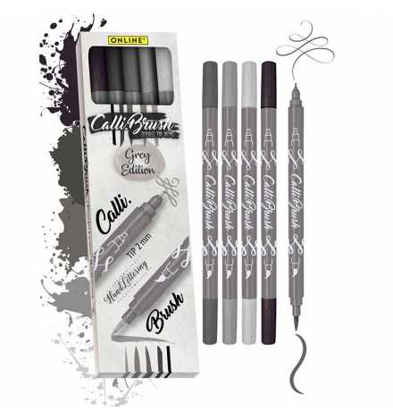 Set Calli.Brush Pen Markers 5 pcs Grey Edition - Online