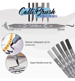 Σετ 5 Μαρκαδόροι Cali.Brush διπλή μύτη Grey Χρώματα - Online