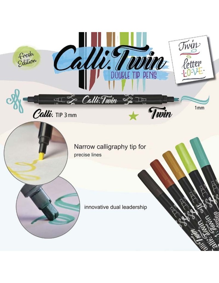 Σετ 5 Μαρκαδόροι Cali.Brush διπλή μύτη Fresh Edition - Online