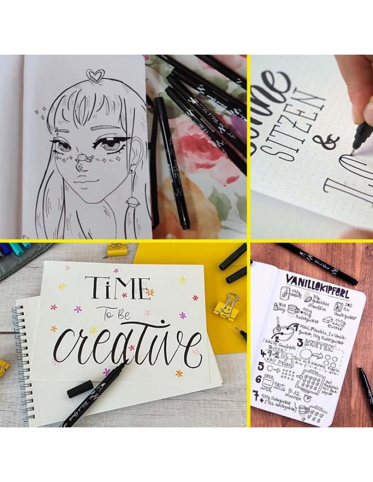 Σετ 5 Μαρκαδόροι Cali.Brush Μαύροι Lettering - Online