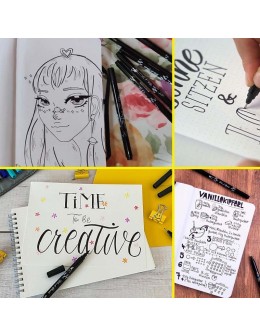 Σετ 5 Μαρκαδόροι Cali.Brush Μαύροι Lettering - Online