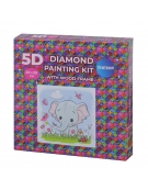 Diamond Painting Kit 20x20cm με ξύλινο πλαίσιο "Ελεφαντάκι"