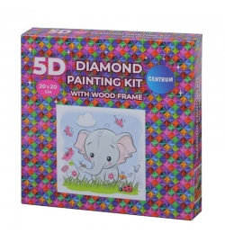 Diamond Painting Kit 20x20cm με ξύλινο πλαίσιο "Ελεφαντάκι"