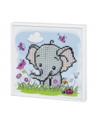 Diamond Painting Kit 20x20cm με ξύλινο πλαίσιο "Ελεφαντάκι"
