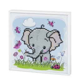 Diamond Painting Kit 20x20cm with wood frame "Elephant"