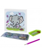 Diamond Painting Kit 20x20cm with wood frame "Elephant"